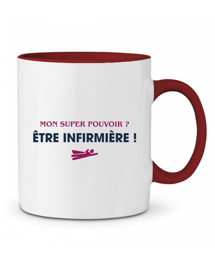 Mug bicolore Mon super-pouvoir ? être infirmière tunetoo
