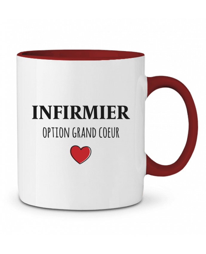 Mug bicolore Infirmier option grand coeur tunetoo