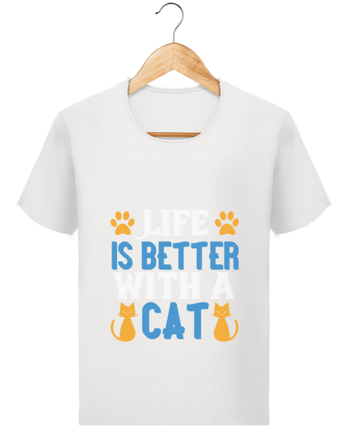 T-shirt Homme vintage La vie est meilleure avec un chat par Boxsoo