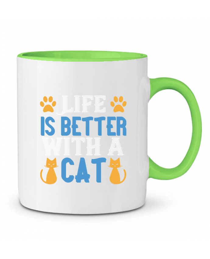 Taza Cerámica Bicolor La vie est meilleure avec un chat Boxsoo