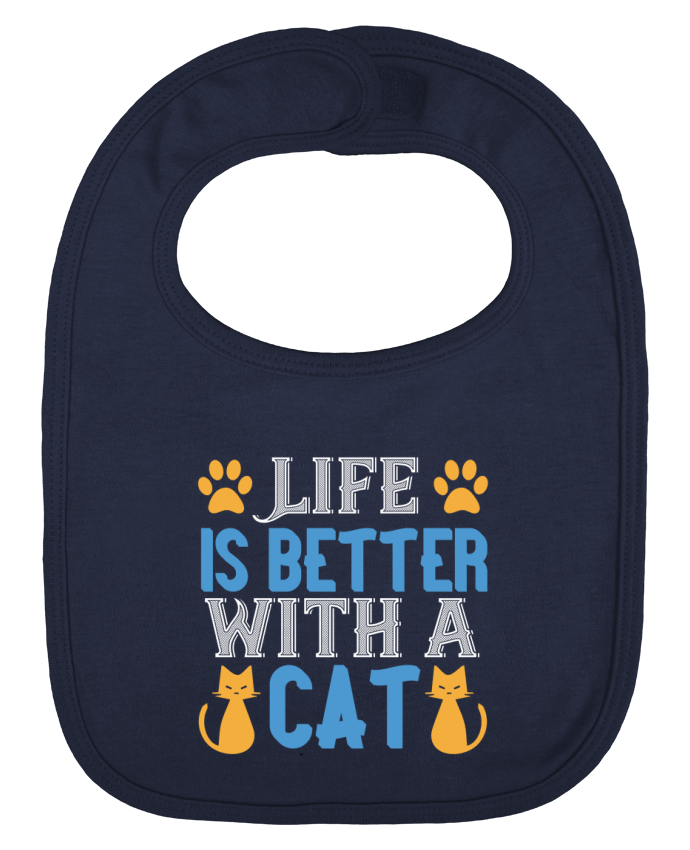 Bavoir bébé uni La vie est meilleure avec un chat par Boxsoo