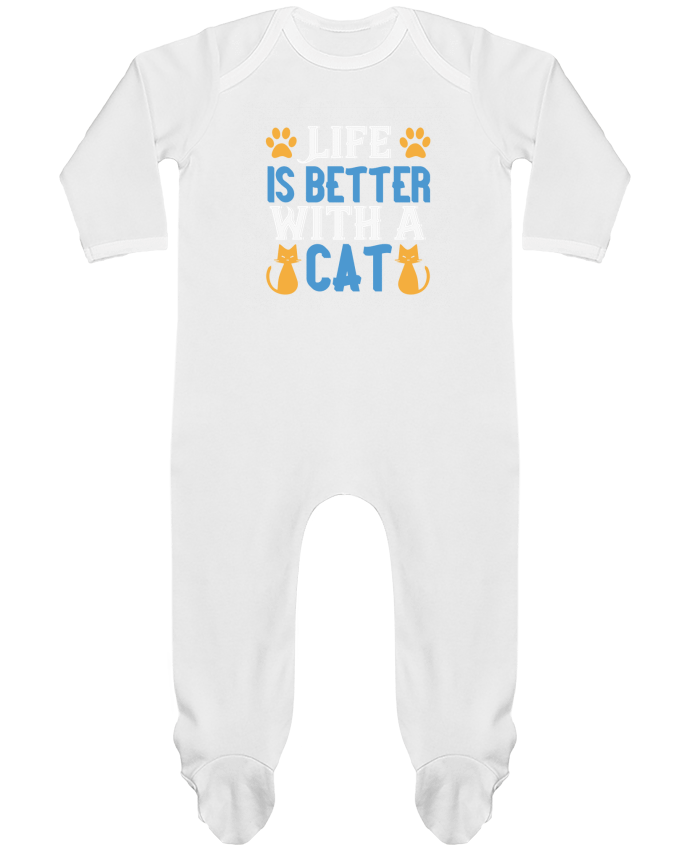 Baby Sleeper long sleeves Contrast La vie est meilleure avec un chat by Boxsoo
