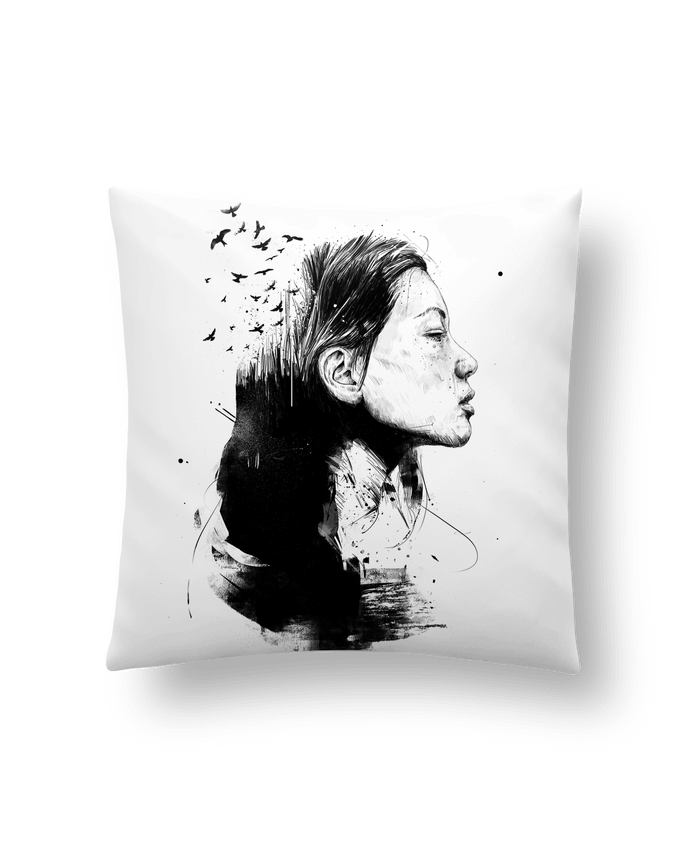 Cushion synthetic soft 45 x 45 cm Open your mind (bw) by Balàzs Solti