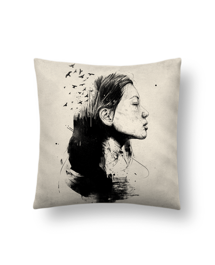 Cushion suede touch 45 x 45 cm Open your mind (bw) by Balàzs Solti