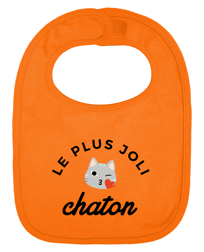 Baby Bib plain and contrast Le plus joli chaton by Nana