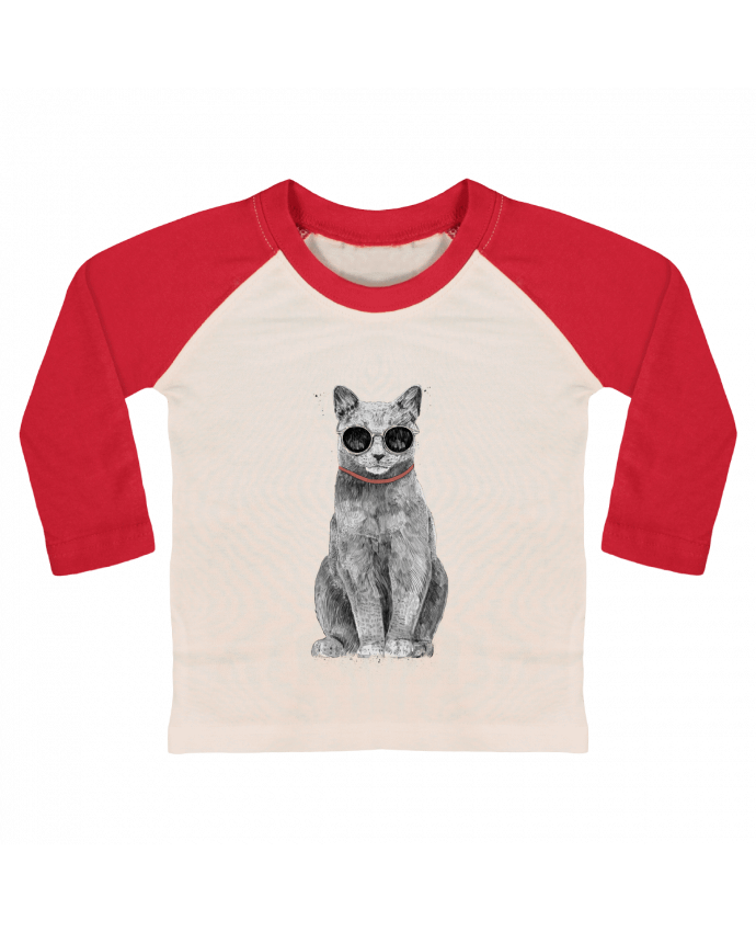 Camiseta Bebé Béisbol Manga Larga Summer Cat por Balàzs Solti