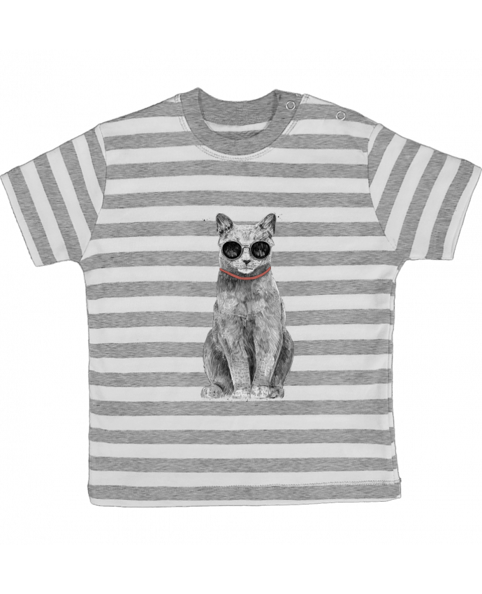 Tee-shirt bébé à rayures Summer Cat par Balàzs Solti