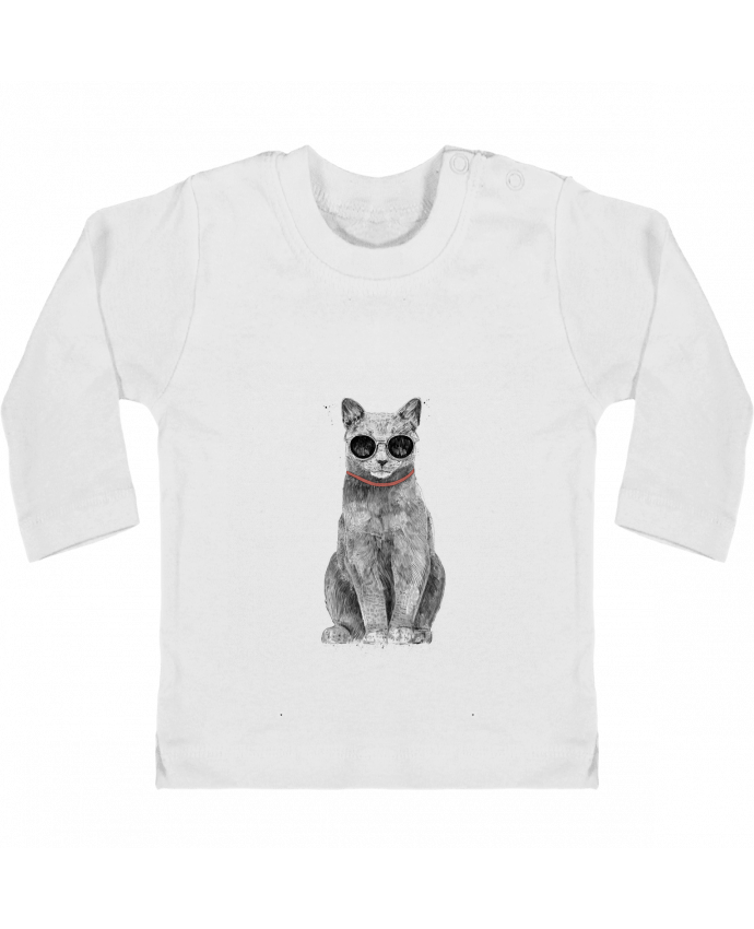 Camiseta Bebé Manga Larga con Botones  Summer Cat manches longues du designer Balàzs Solti