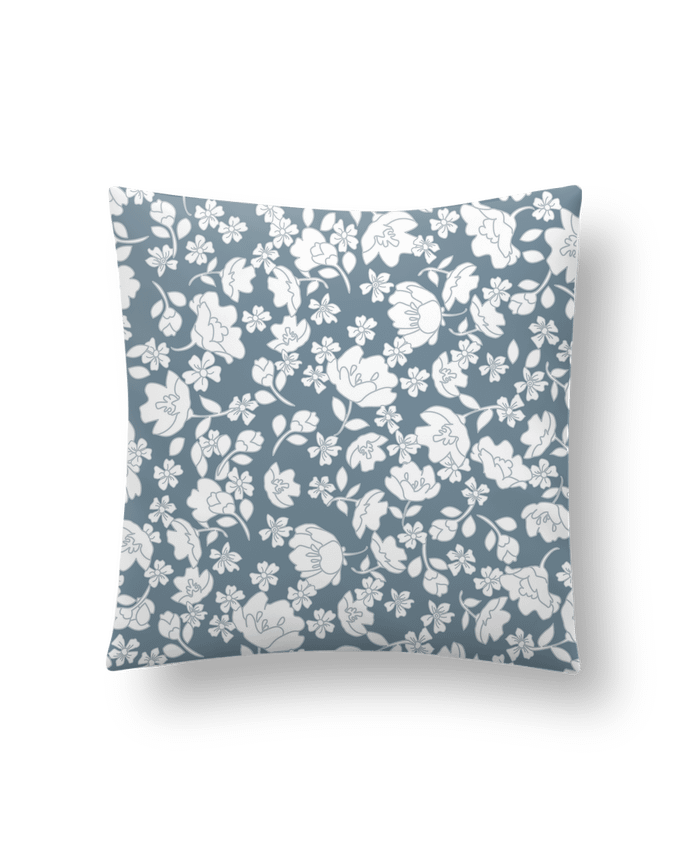 Coussin Petites fleurs fond bleu par Les Caprices de Filles