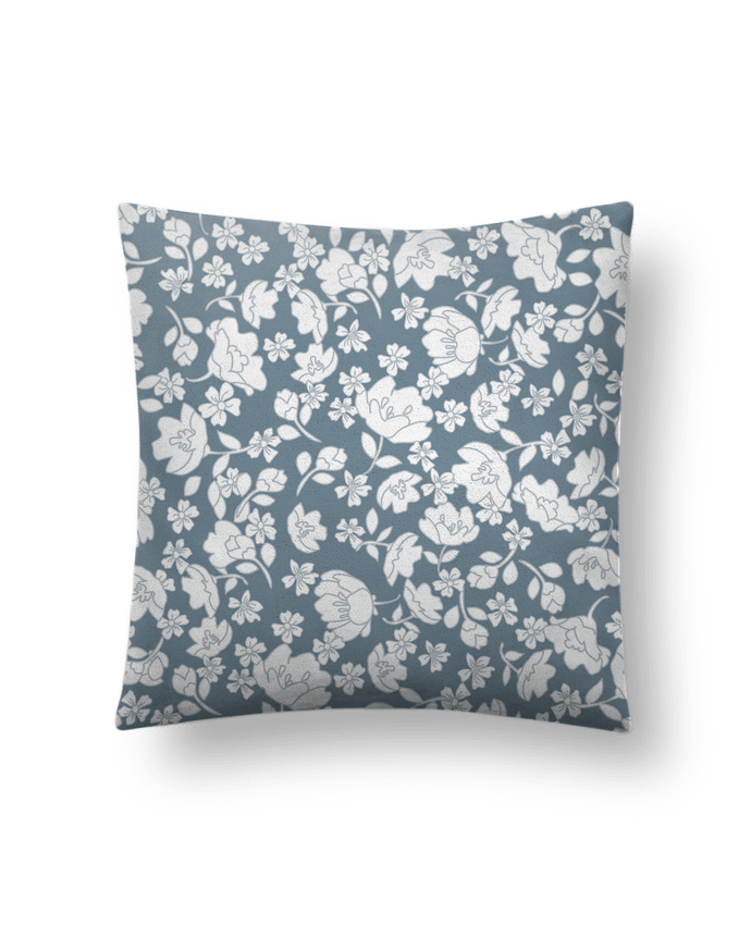 Cushion suede touch 45 x 45 cm Petites fleurs fond bleu by Les Caprices de Filles