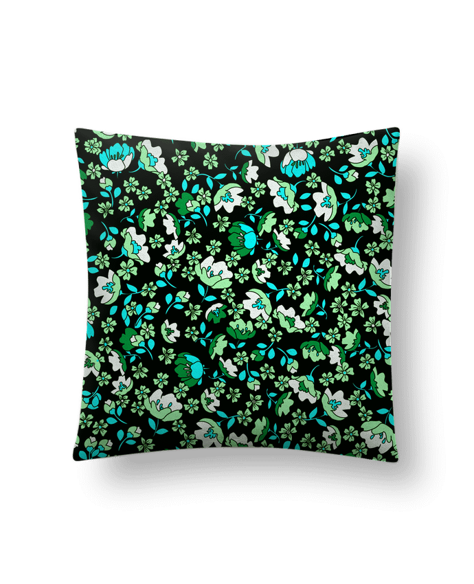 Cushion suede touch 45 x 45 cm Petites fleurs fond vert foncé by Les Caprices de Filles