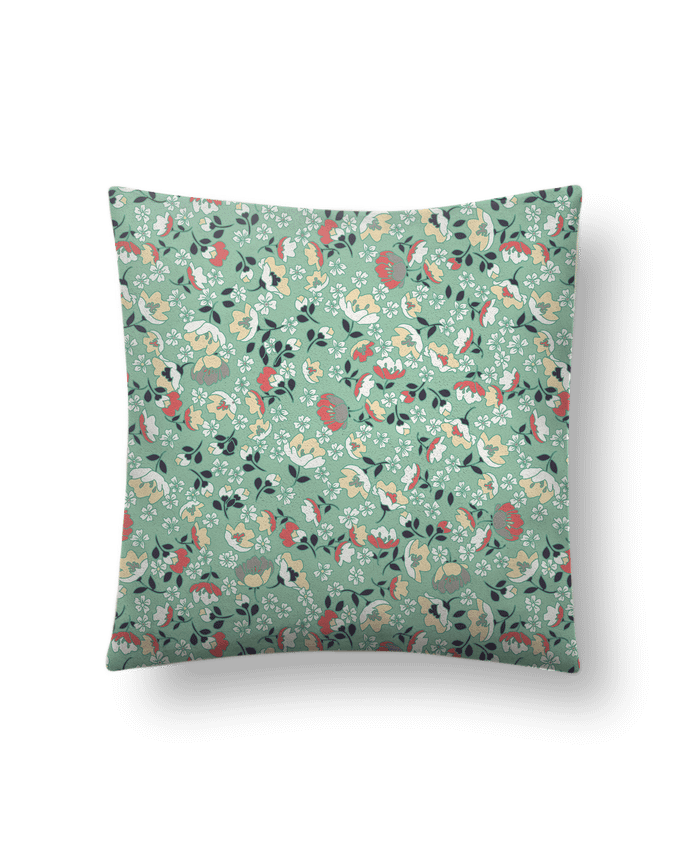 Cushion suede touch 45 x 45 cm Petites fleurs fond vert by Les Caprices de Filles