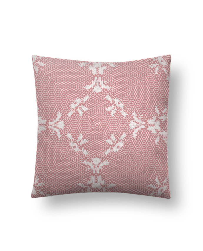 Cushion suede touch 45 x 45 cm Dentelle rose by Les Caprices de Filles