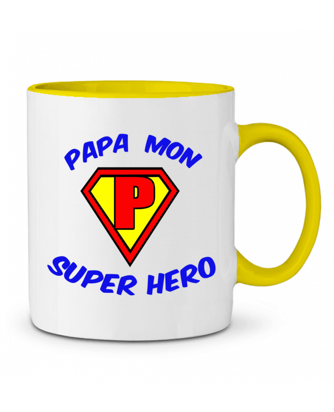 Two-tone Ceramic Mug Papa mon super héro - Fêtes des pères CREATIVE SHIRTS