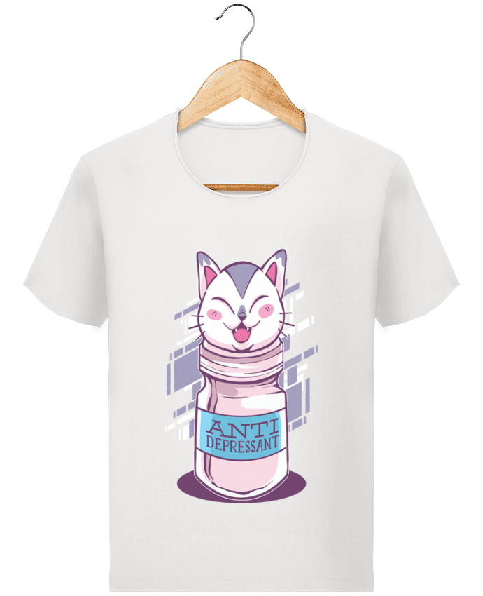 T-shirt Homme vintage Anti Depressive Cat par cottonwander