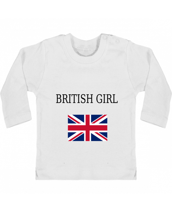 Baby T-shirt with press-studs long sleeve BRITISH GIRL manches longues du designer Dott