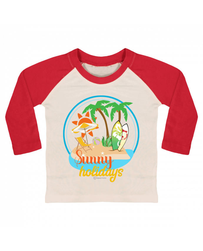 Tee-shirt Bébé Baseball ML Sunny holidays - modèle t-shirt clair par bigpapa-factory