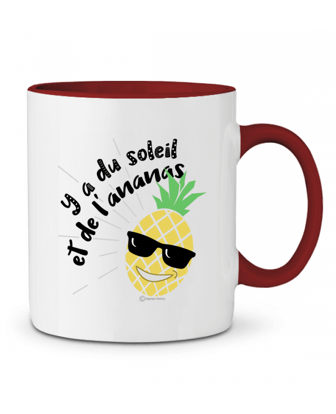 Mug bicolore Y a du soleil et de l'ananas - modèle t-shirt clair bigpapa-factory
