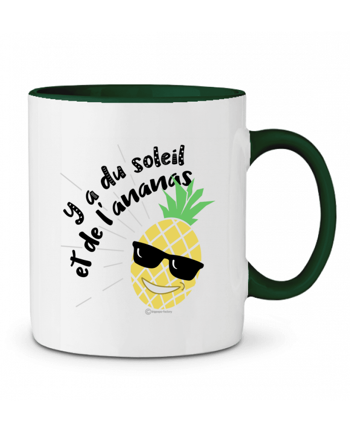Taza Cerámica Bicolor Y a du soleil et de l'ananas - modèle t-shirt clair bigpapa-factory