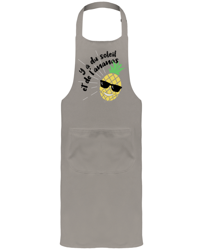 Tablier avec poches Y a du soleil et de l'ananas - modèle t-shirt clair par bigpapa-factory