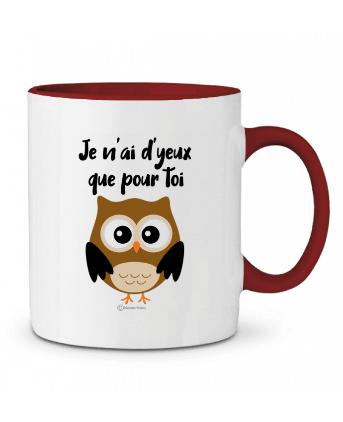 Mug bicolore Je n'ai d'yeux que pour toi - modèle t-shirt clair bigpapa-factory