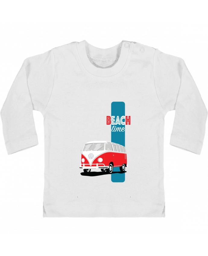 Camiseta Bebé Manga Larga con Botones  VW bus Camper manches longues du designer pilive