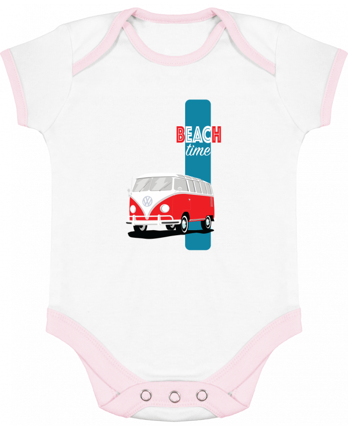 Body bébé manches contrastées VW bus Camper par pilive