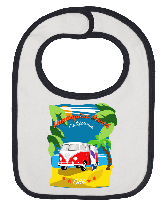 Baby Bib plain and contrast VW Bus - Surf California by pilive