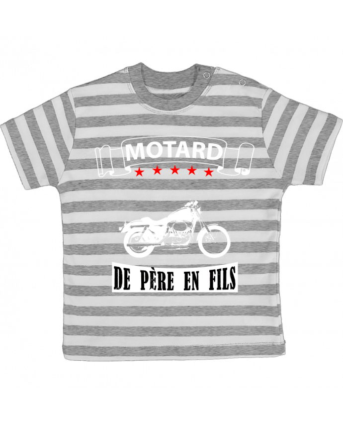 T-shirt baby with stripes Motard de père en fils by Ouishirt