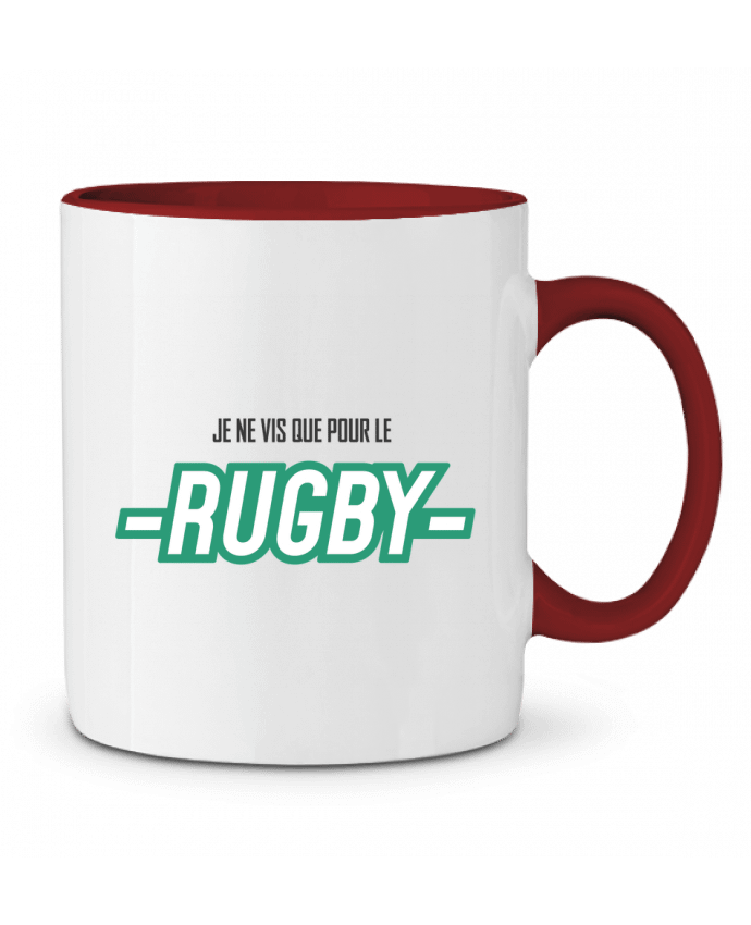 Mug bicolore Je ne vis que pour le rugby tunetoo
