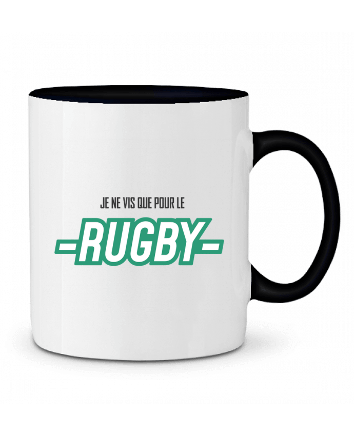 Two-tone Ceramic Mug Je ne vis que pour le rugby tunetoo