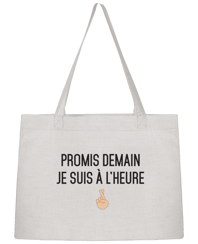 Sac Shopping Promis demain je suis à l'heure -white version par tunetoo