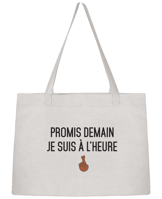 Shopping tote bag Stanley Stella Promis demain je suis à l'heure - black version by tunetoo