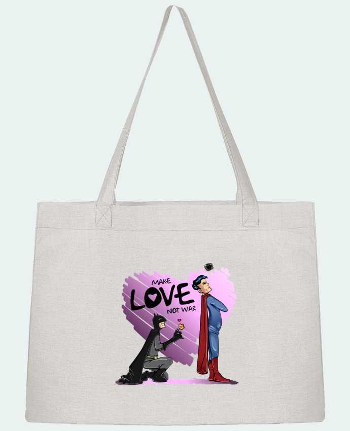 Shopping tote bag Stanley Stella MAKE LOVE NOT WAR (BATMAN VS SUPERMAN) by teeshirt-design.com