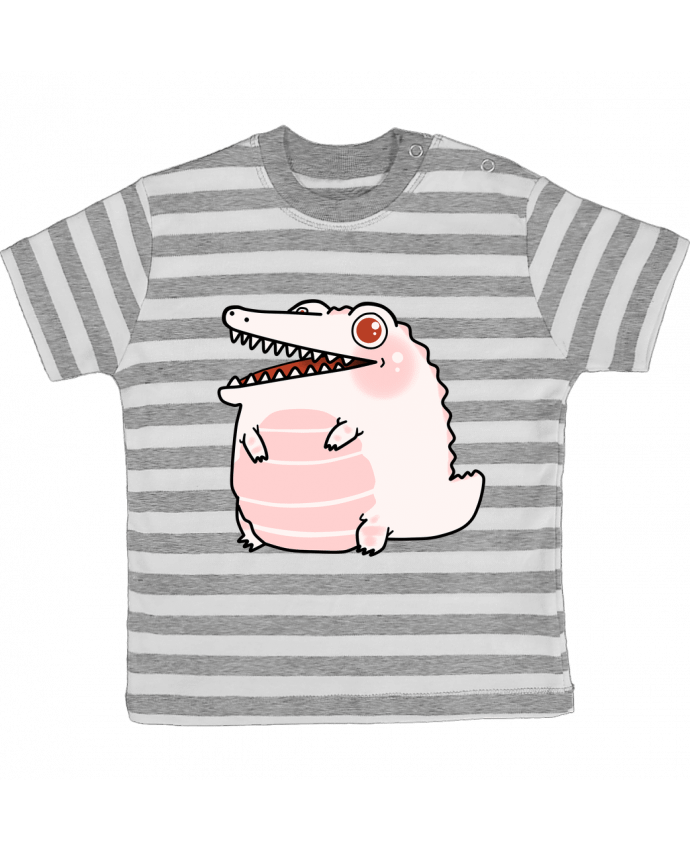 T-shirt baby with stripes Cocodrilo Blanco Kawaii by MaaxLoL