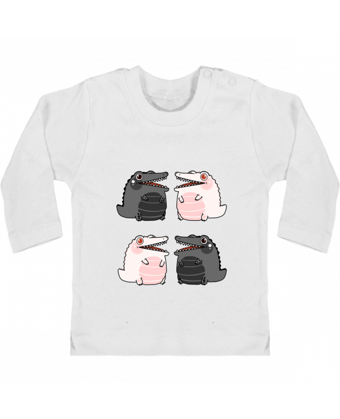 Camiseta Bebé Manga Larga con Botones  Mini Cocodrilos manches longues du designer MaaxLoL