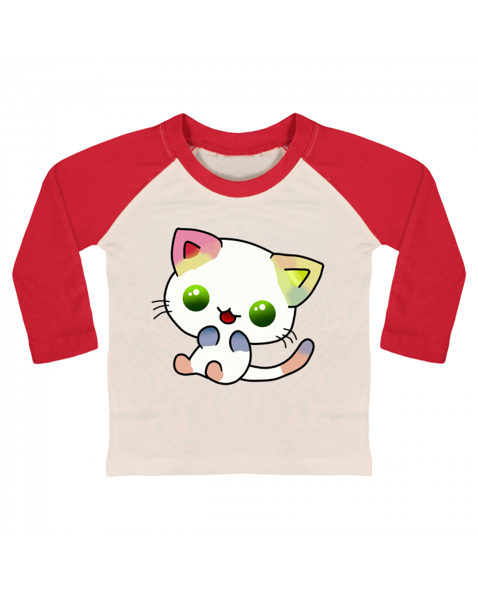 Camiseta Bebé Béisbol Manga Larga Gato Coloreado por MaaxLoL