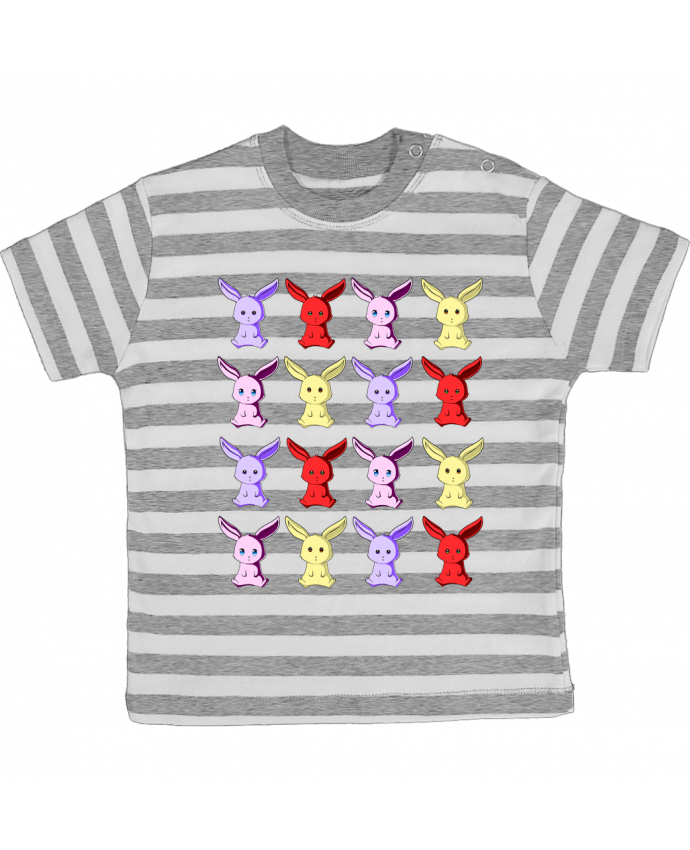 T-shirt baby with stripes Conejitos de Colores by MaaxLoL