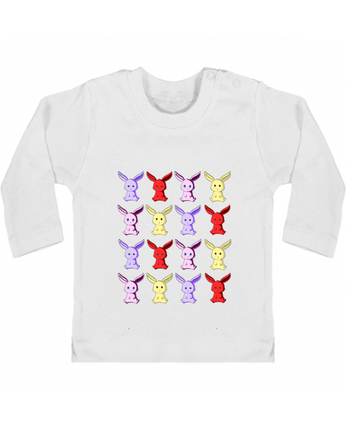 Baby T-shirt with press-studs long sleeve Conejitos de Colores manches longues du designer MaaxLoL