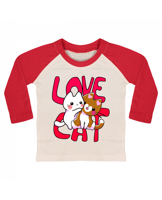 Camiseta Bebé Béisbol Manga Larga Amor de Gato por MaaxLoL