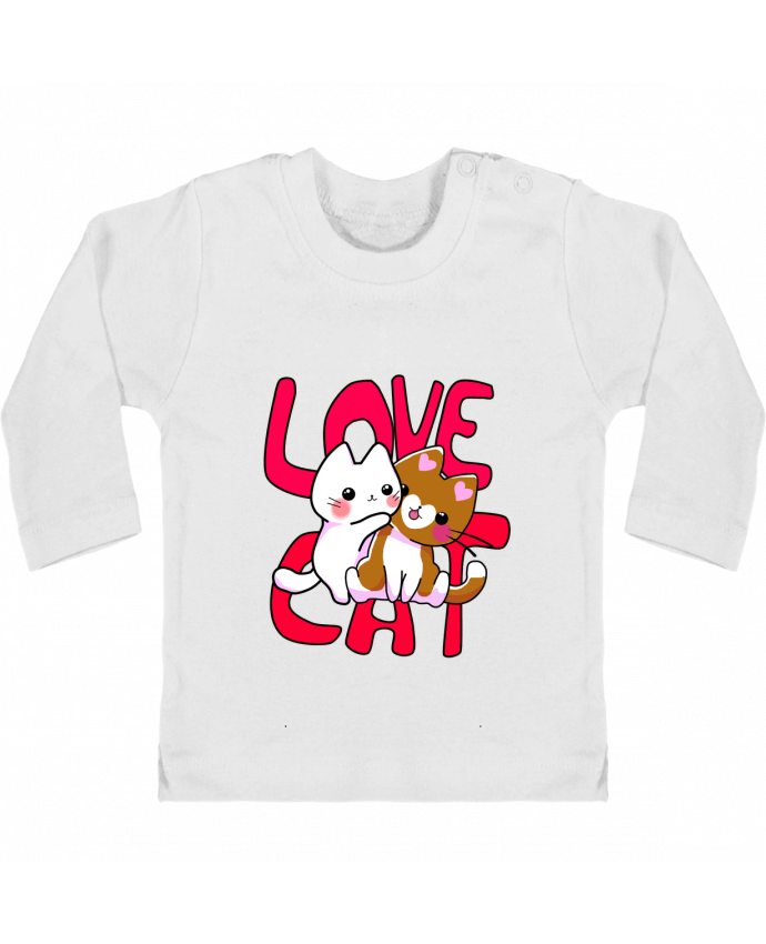 Camiseta Bebé Manga Larga con Botones  Amor de Gato manches longues du designer MaaxLoL