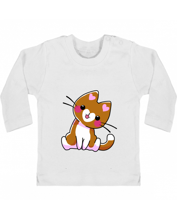 Camiseta Bebé Manga Larga con Botones  Gatito Corazón manches longues du designer MaaxLoL