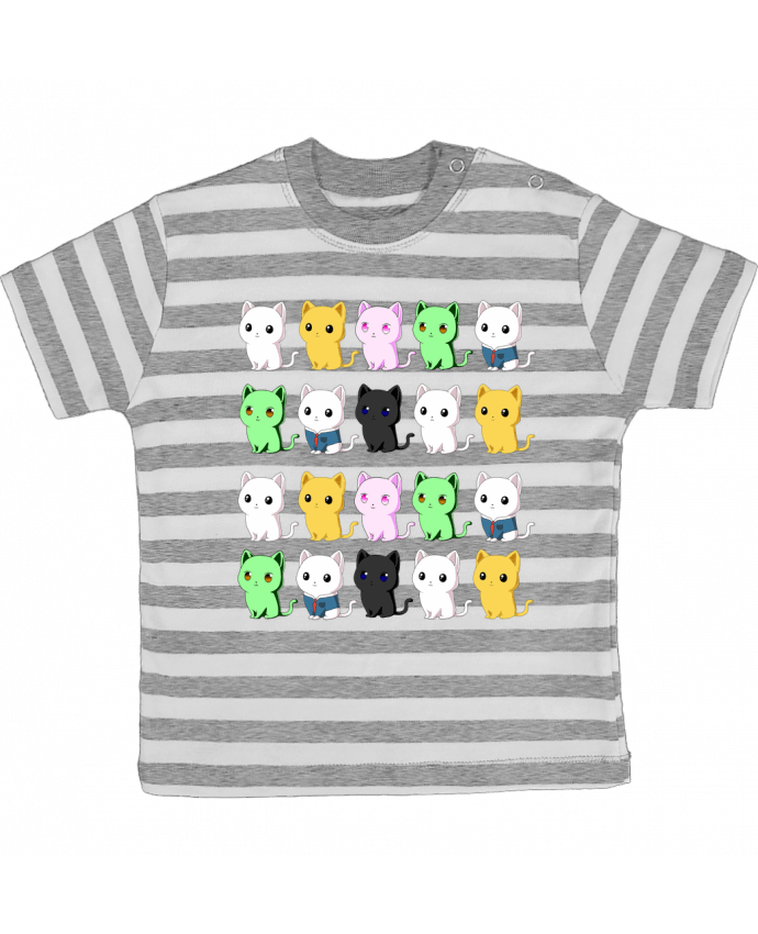 Tee-shirt bébé à rayures Mini gatos de colores par MaaxLoL