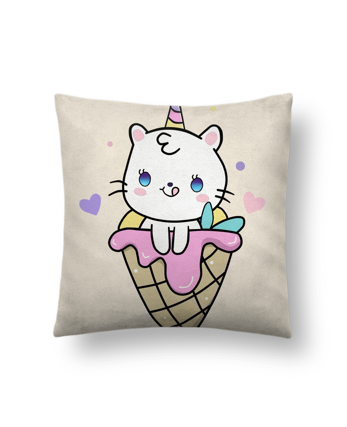 Coussin suédine Gato Unicornio Helado Cucurucho par MaaxLoL
