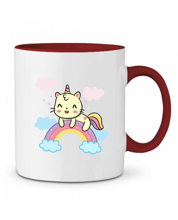 Mug bicolore Gato Feliz sobre Arcoiris MaaxLoL