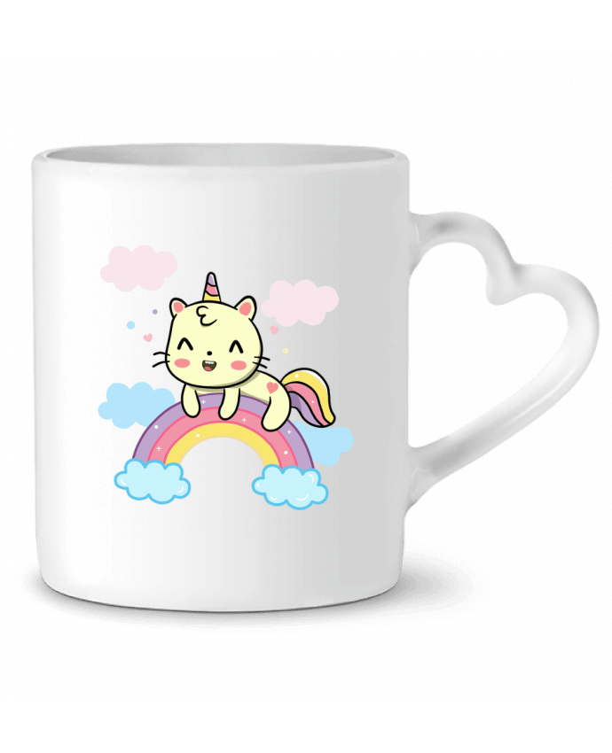 Mug coeur Gato Feliz sobre Arcoiris par MaaxLoL