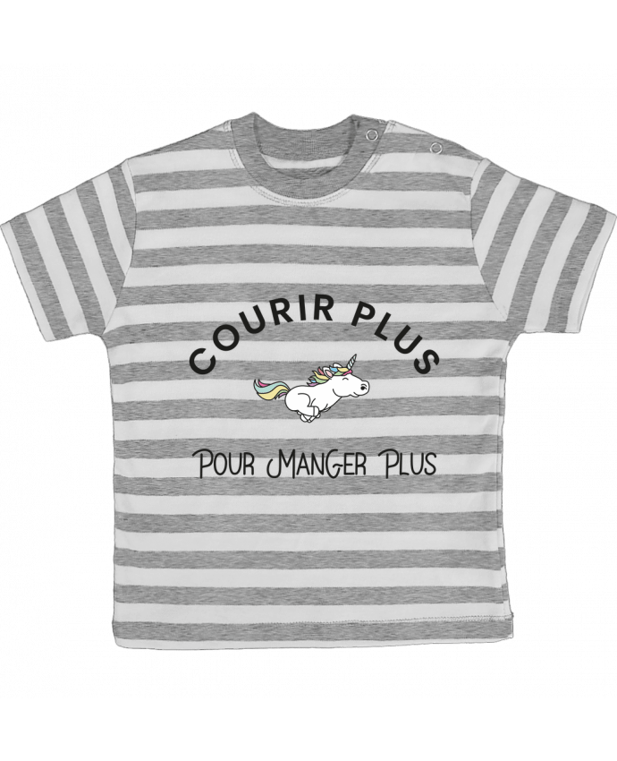 T-shirt baby with stripes Courir plus pour manger plus - Licorne by Folie douce