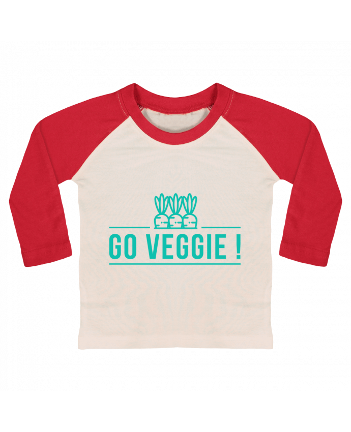 T-shirt baby Baseball long sleeve Go veggie ! by Folie douce
