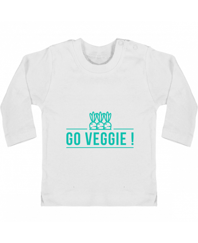 Baby T-shirt with press-studs long sleeve Go veggie ! manches longues du designer Folie douce