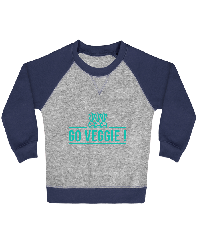 Sweatshirt Baby crew-neck sleeves contrast raglan Go veggie ! by Folie douce